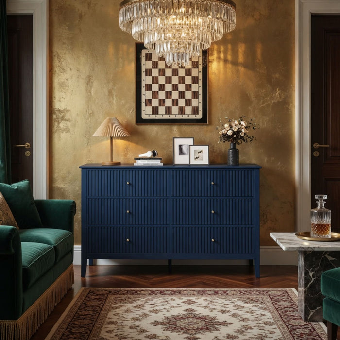 Modern 6 Drawer Fluted Dresser