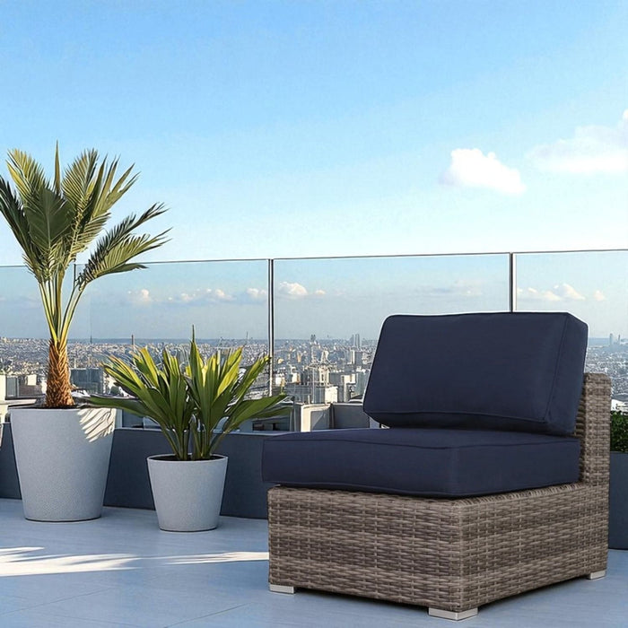 Wide Armless Outdoor Chairs With Cushions (Set of 2)