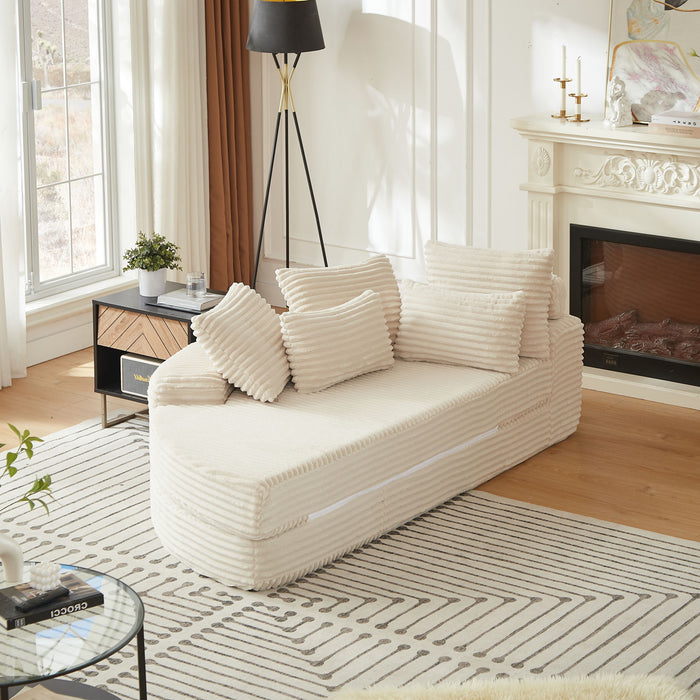 Semi Circular 2 In 1 Sofa Bed With Neck Pillow And Throw Pillows
