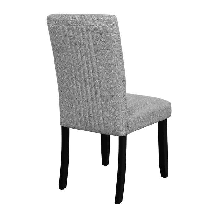 5 Piece Round Dining Table Set, Dining Table And 4 Upholstered Chairs For Dining Room, Kitchen Room, Living Room - White / Gray