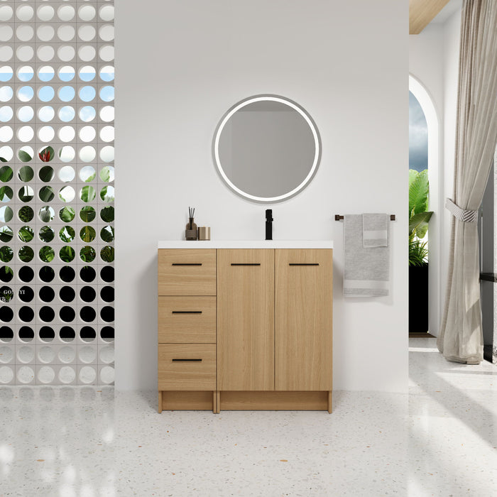 Wall Mounted Floating Bathroom Vanity With Sink, Door & Drawers Modular Cabinet