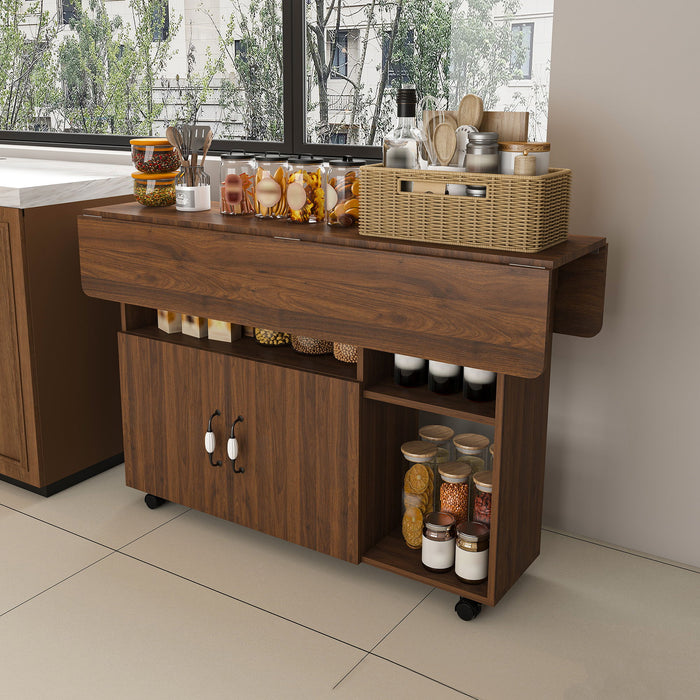 Multi Functional Folding Table With Storage Shelves And Wheels