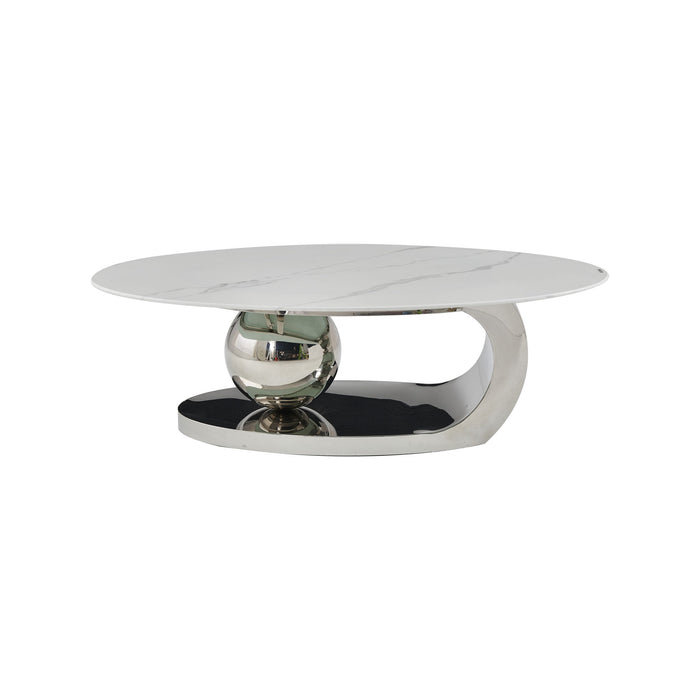 Oval Coffee Table With Geometric Precision