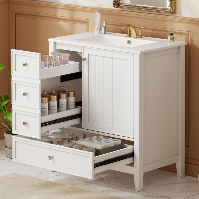 Modern Bathroom Vanity With Sink, 1 Cabinet & 3 Drawers