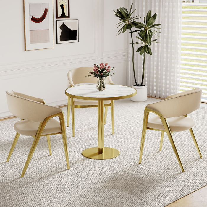 Round Bistro Table - Gold / White