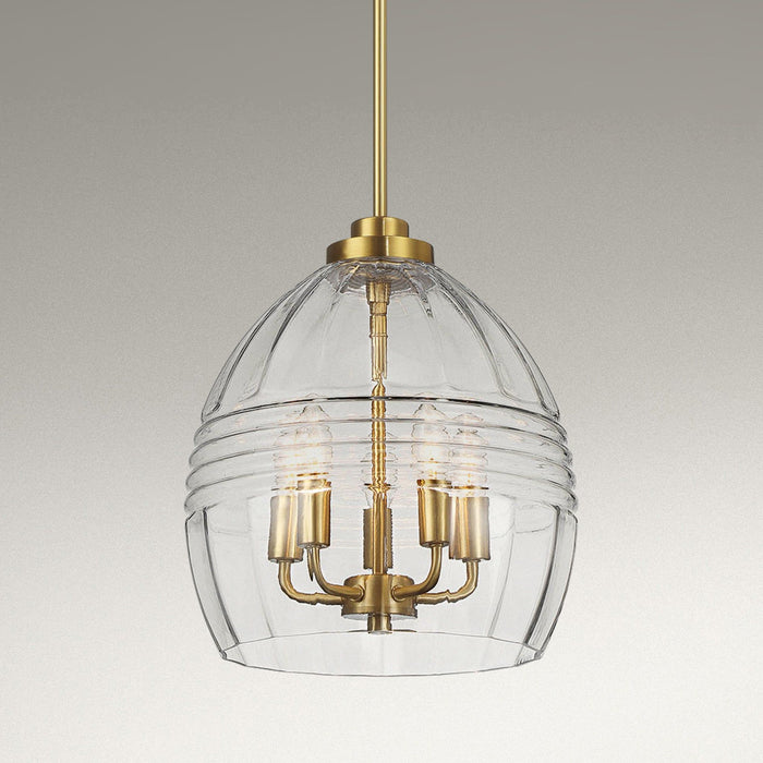 Zen - 5 Pendant Chain Hanging Light - Clear / Gold