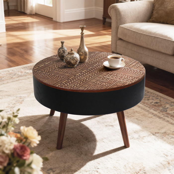 Round Coffee Table With Storage Function For Living Rooms