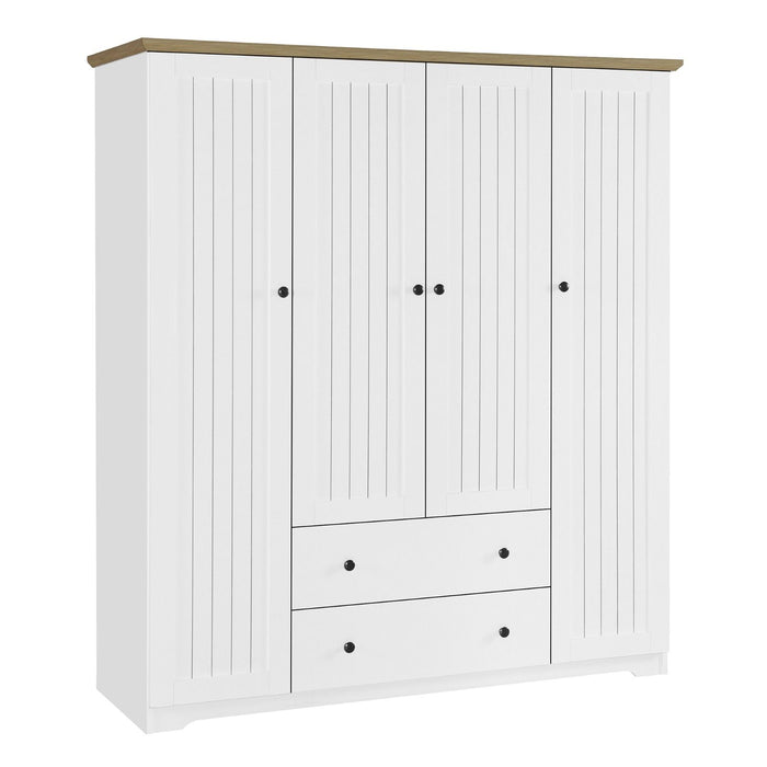 4 Door Wardrobe Armoire With 2 Drawers
