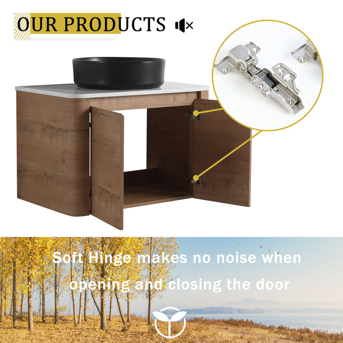 Wall Mounted Bathroom Vanity & Art Sink & 1 Soft Close Door