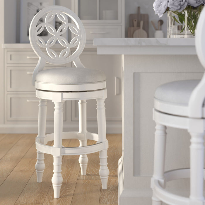 Stool With Back And Swivel Upholstered Seat