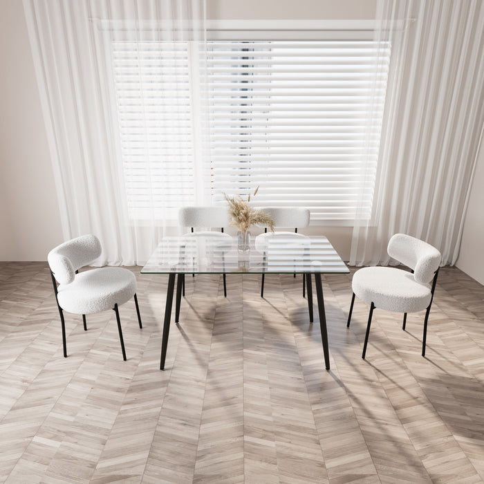 Modern Minimalist Rectangular Glass Dining Table With Tempered Glass Top Metal Legs, For 4 - 6 - Transparent