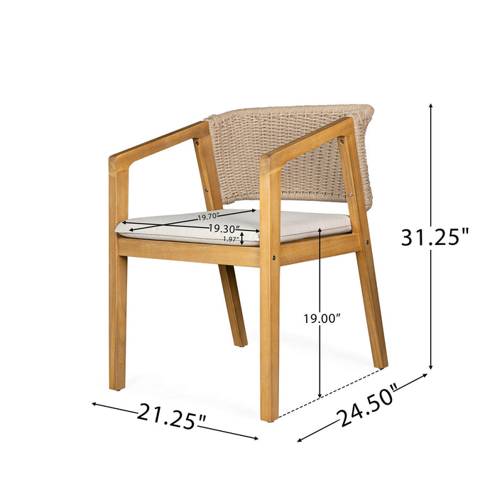 7 Piece Outdoor Dining Set With Table And 6 Chairs - Beige / Brown Mix / Light Teak / Teak
