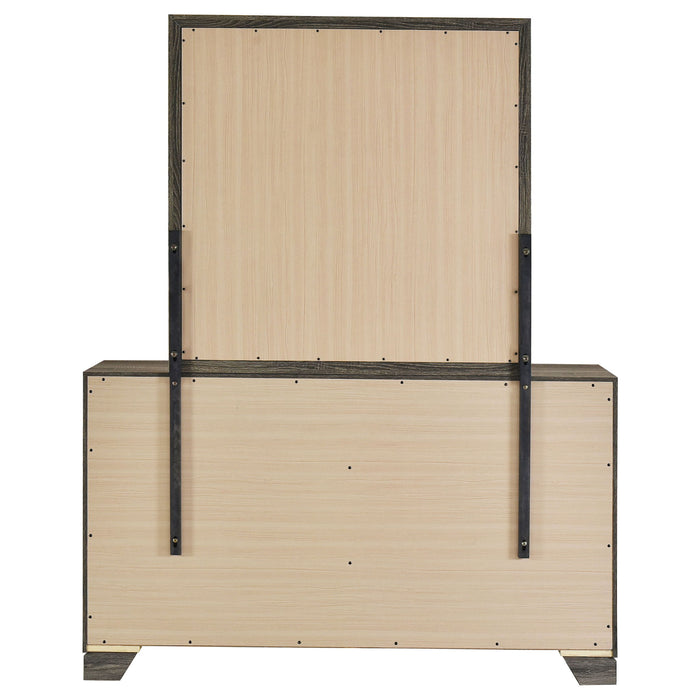 Funston - 6 Drawer Dresser With Mirror - Brown Oak