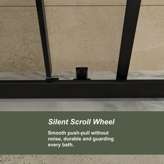 Single Sliding Shower Door, Thick Clear Tempered Glass Shower Door With Stainless Steel Handle