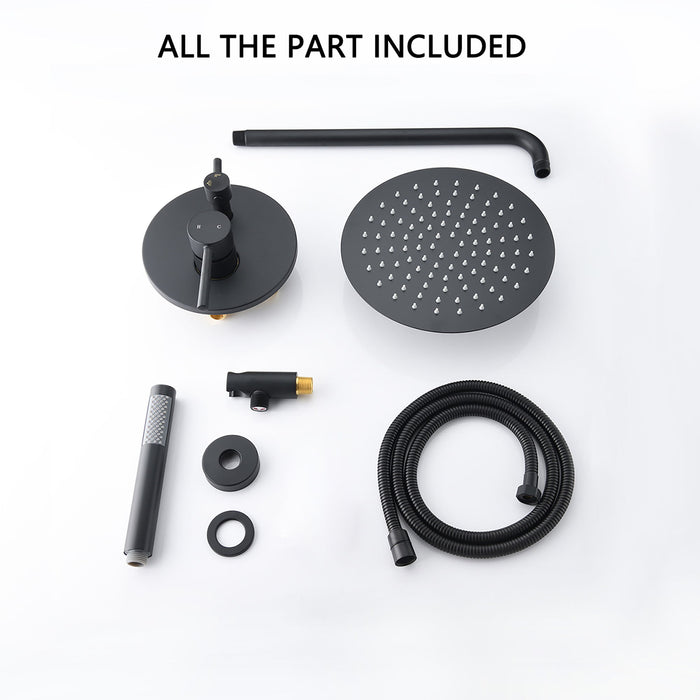 Elegant 10" Round Rain Shower Head And Handheld Set With Adjustable Tilt And Dual Modes