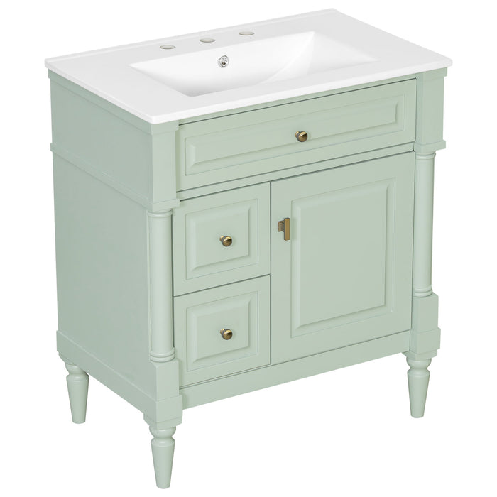 Modern Bathroom Vanity With Sink, Freestanding Cabinet With Flip Drawer & Adjustable Shelf