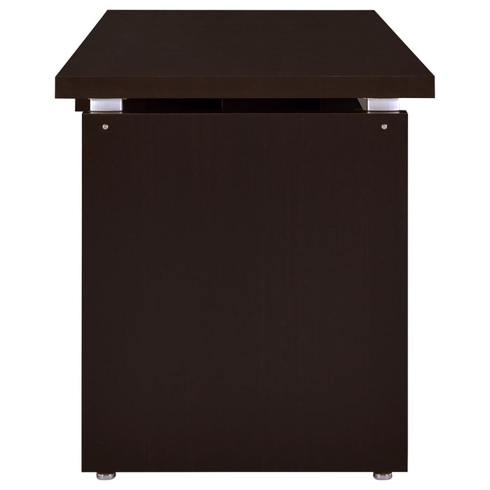 Floating - Top Computer Desk With Pullout Keyboard Shelf - Brown