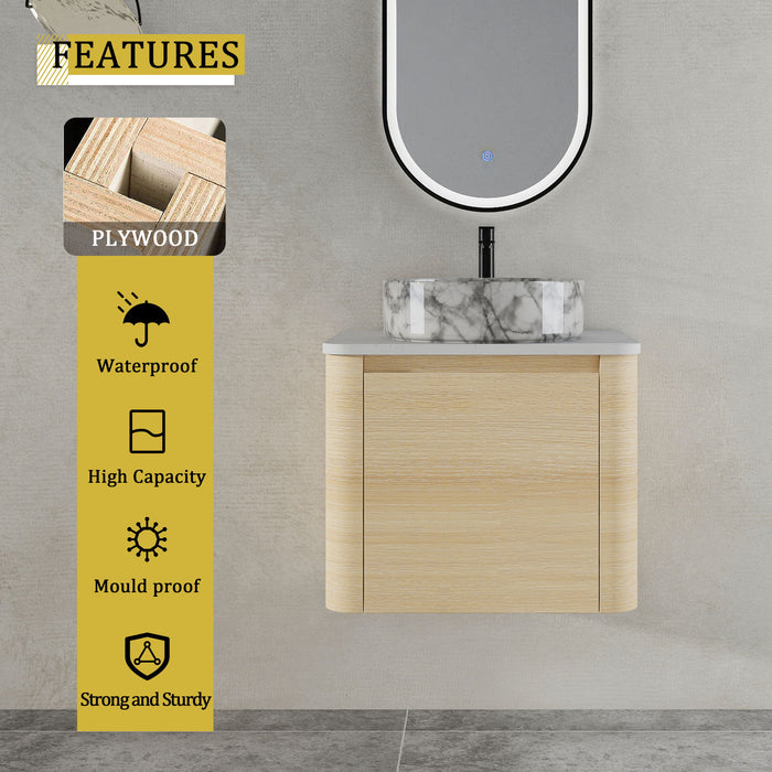 Mounted Bathroom Vanity & Art Sink & 2 Soft Close Doors