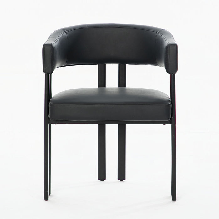 Modern Dining Upholstered Barrel Chair With Curved Back And Armrests