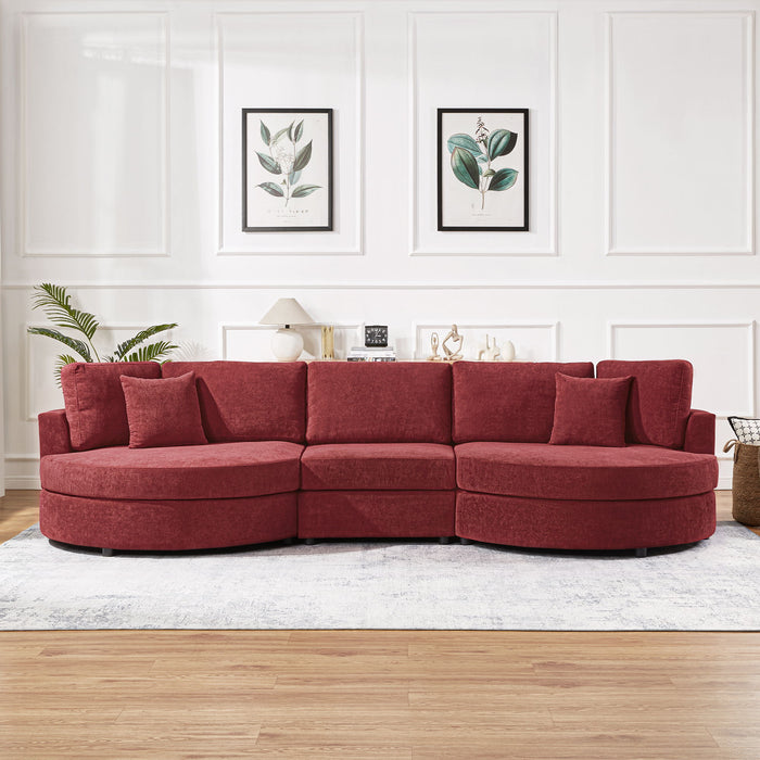 Modern 3 Seater Upholstered Sofa With Curved Design