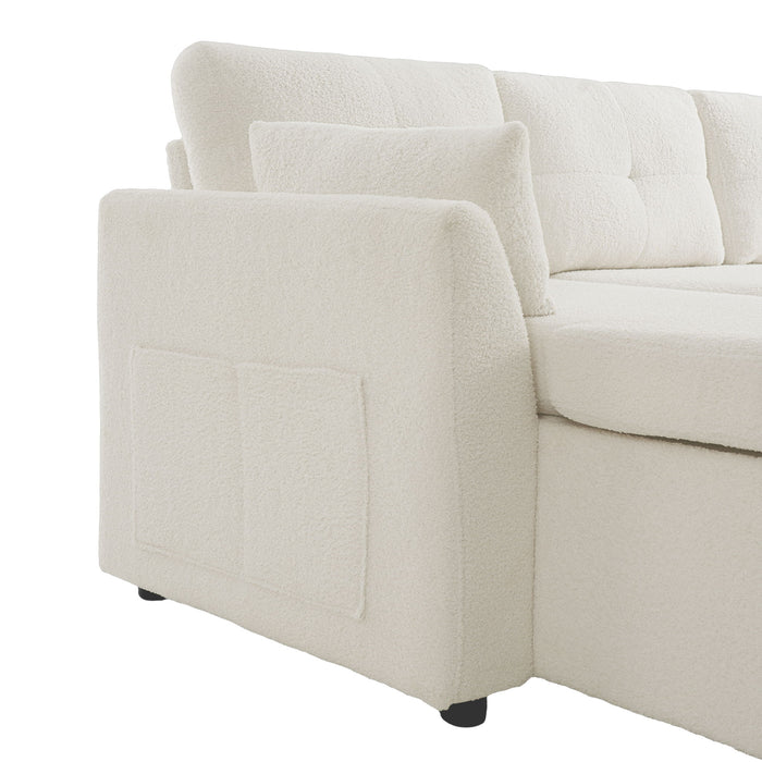 U-Shaped Sectional Sofa Bed With Storage And USB Ports