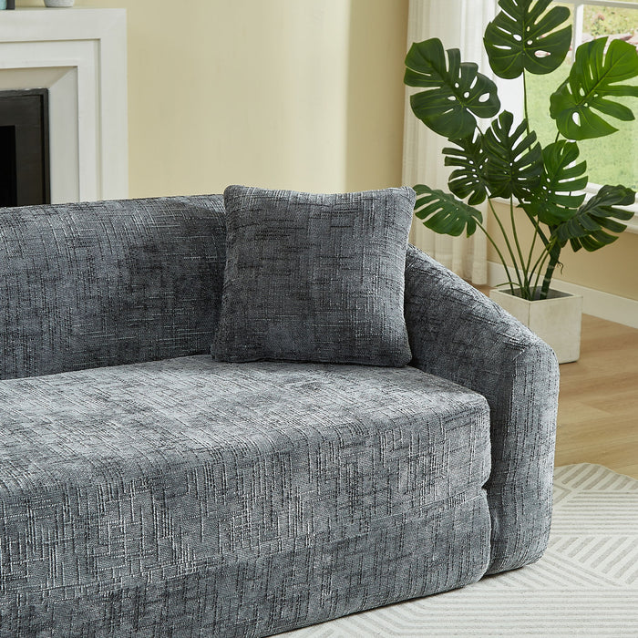 Curved Convertible Sofa, 2 In 1 Fold Out Bed With Pull Out Base And Deep Seat