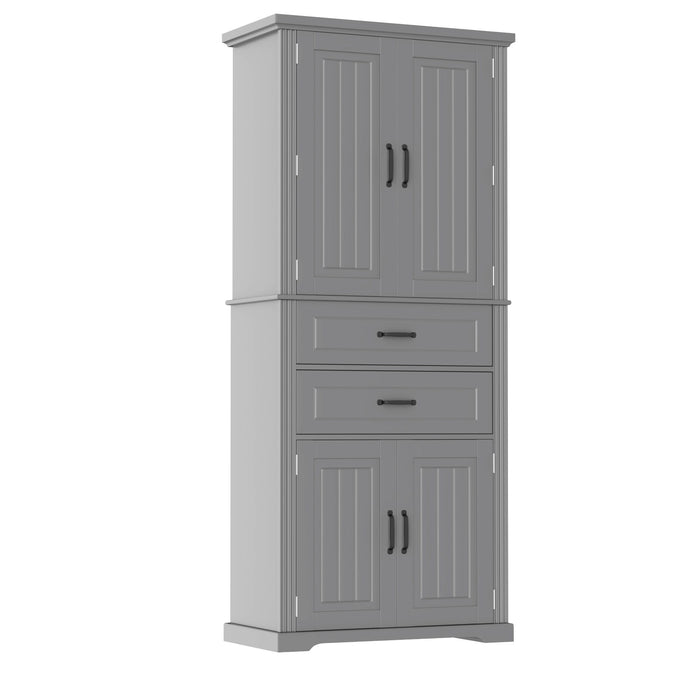 Multi Functional Storage Cabinet With Adjustable Shelves, 2 Drawers, Door Shelves