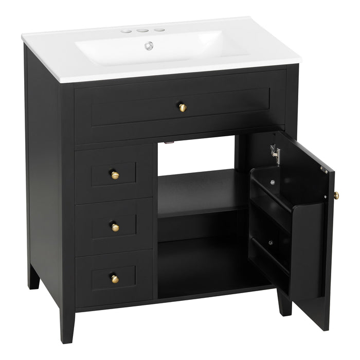 Bathroom Vanity With Sink, 3 Drawers And Adjustable Shelf, Freestanding Storage Unit
