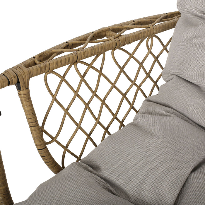Outdoor / Indoor Wicker Hanging Chair With 8Ft Chain - Light Brown / Beige