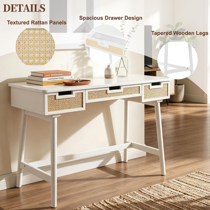 Writing Desk With 3 Drawers For Living Room