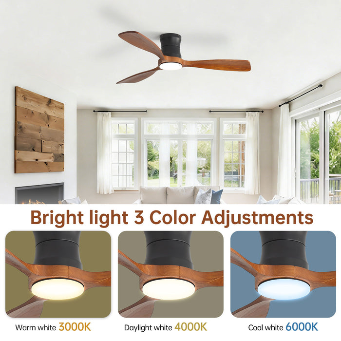 48" Ceiling Fan With Light, Dimmable LED With Memory, Quiet DC Motor - Matte Black