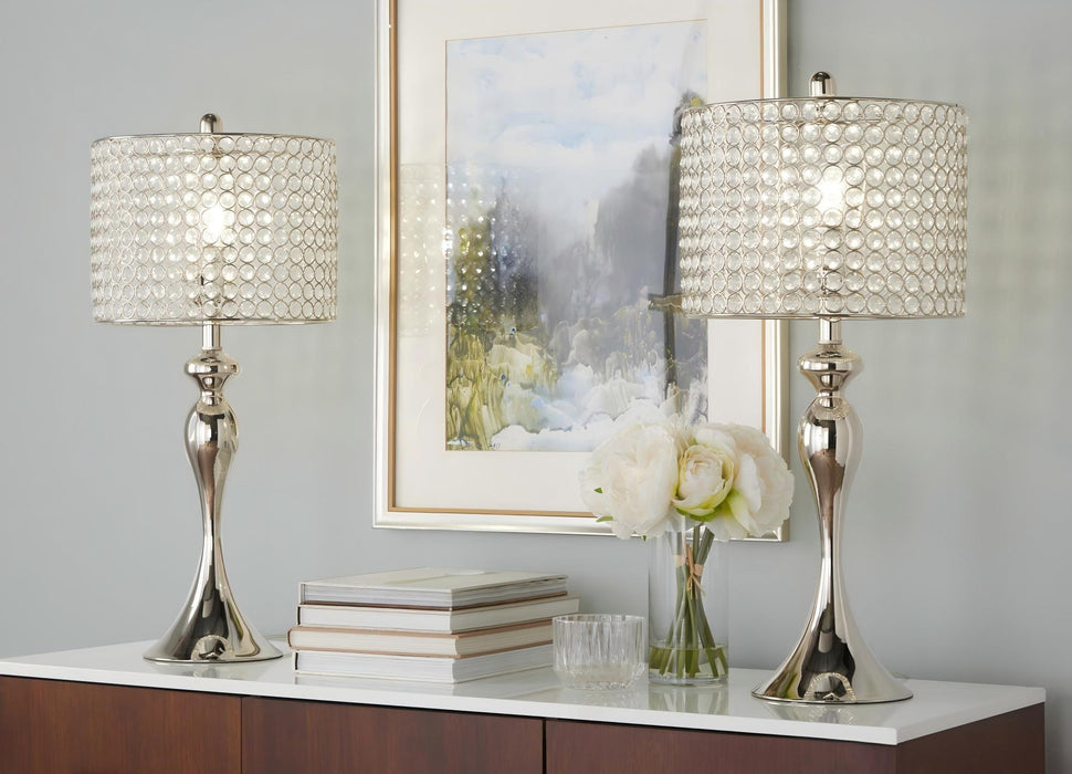 Ashland - Contemporary Table Lamp Round Clear Crystal Beads (Set of 2) - Polished Nickel