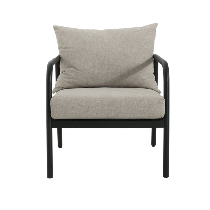 Leora - Modern Minimalist Round Tube Sofa Chair With Cushions - Beige / Black