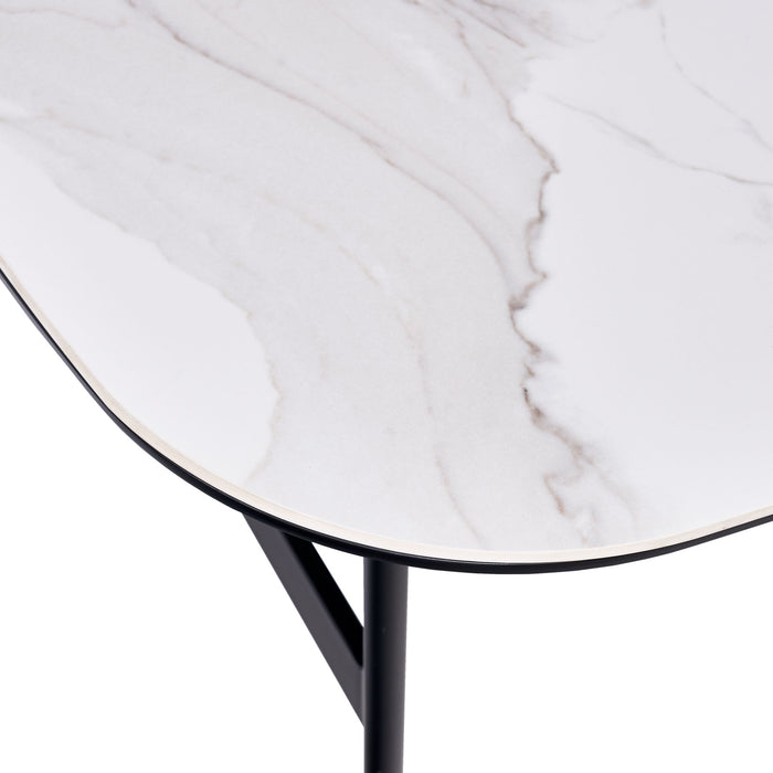 Modern Rectangular Rock Plate Coffee Table Open Space Design Golden Metal Frame Minimalist Living Room Center Table For Lounge Office - Black White