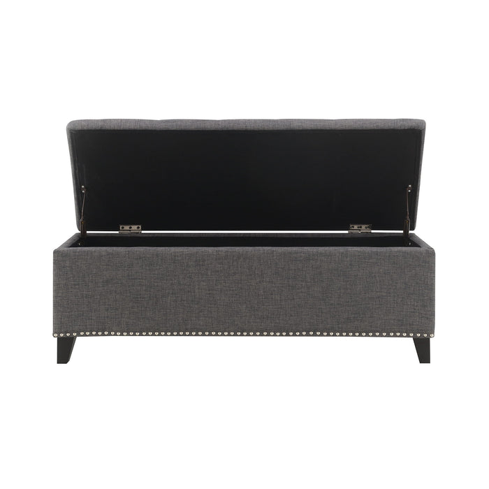 Button-Tufted Storage Ottoman With Safety Close Hinge