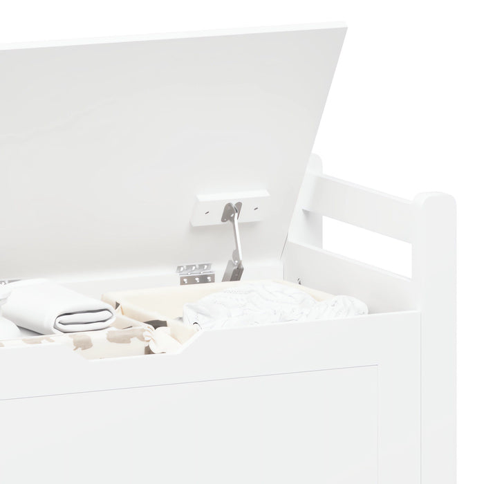 Toy Box Chest, Storage Trunk With Flip Top Lid And Safety Hinge - White