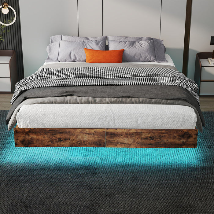 Platform Floating Bed Frame With RGB LED Lights