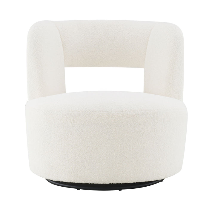 Swivel Comfy Round Barrel Chair With Soft Teddy Fabric For Living Room