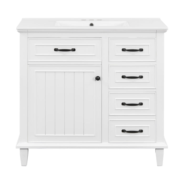 Modern Bathroom Vanity With Sink Top, Flip Drawers, Adjustable Shelf