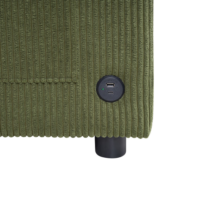 Sleeper Sofa With Foldable Mattress, USB Ports, Side Table & Storage Pocket