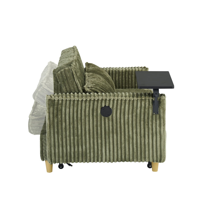 Pull Out Sofa With Movable Tabletop And USB Ports