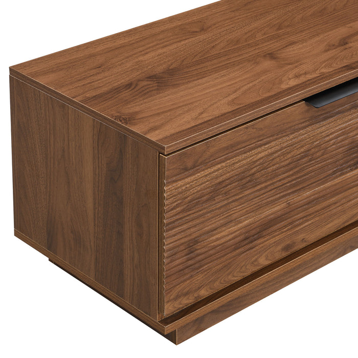 TV Stand With 2 Drawers, Doors & Cable Management, Soft Closing Hinges - Walnut