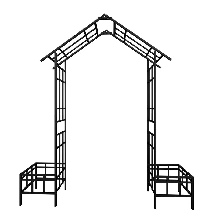 Garden Arch With Adjustable & Climbing Plants Support - Black