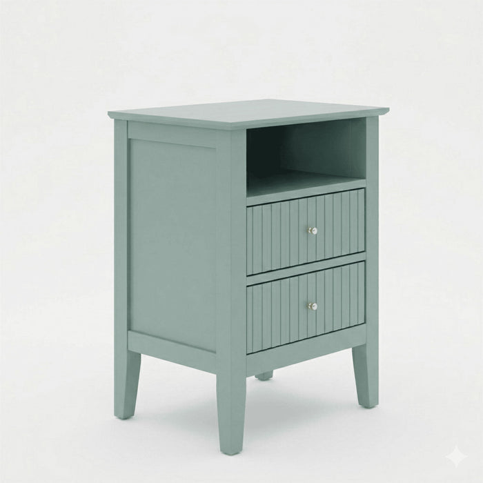 Fluted Nightstand With 2 Drawers