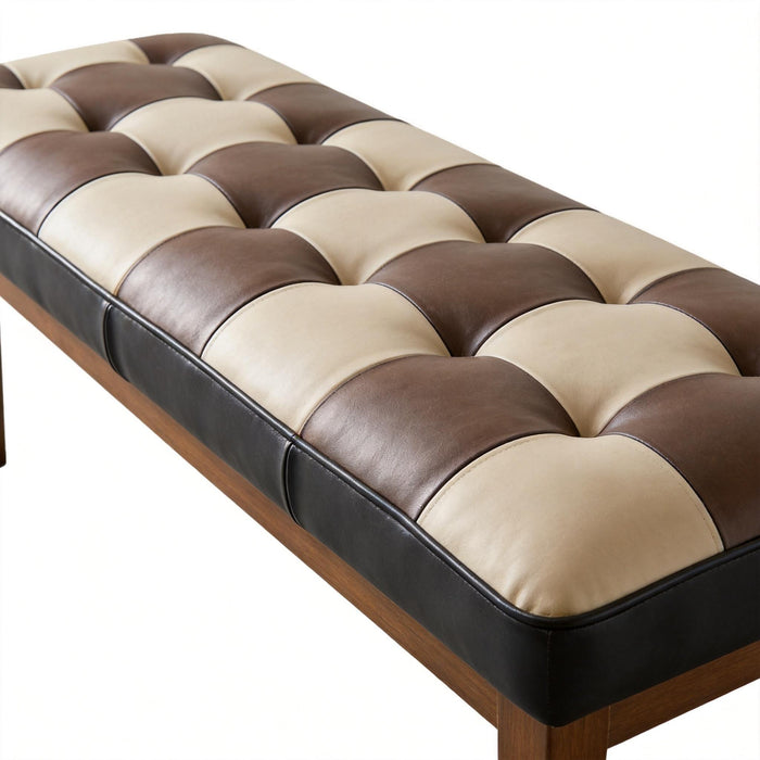 Checkered Bench For Entryway - Black / Brown / Cream