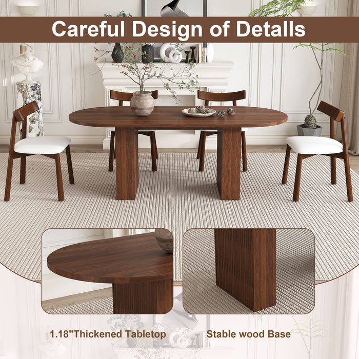 Oval Dining Table Set For 6 With 4 Chairs - Walnut