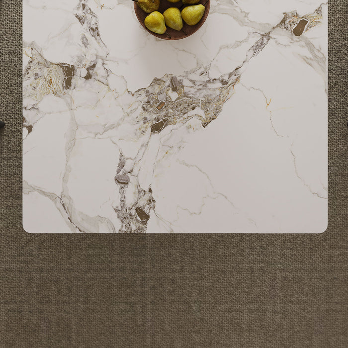 Modern Rectangular Dining Table For 6 - 8, Plated Hourglass Base