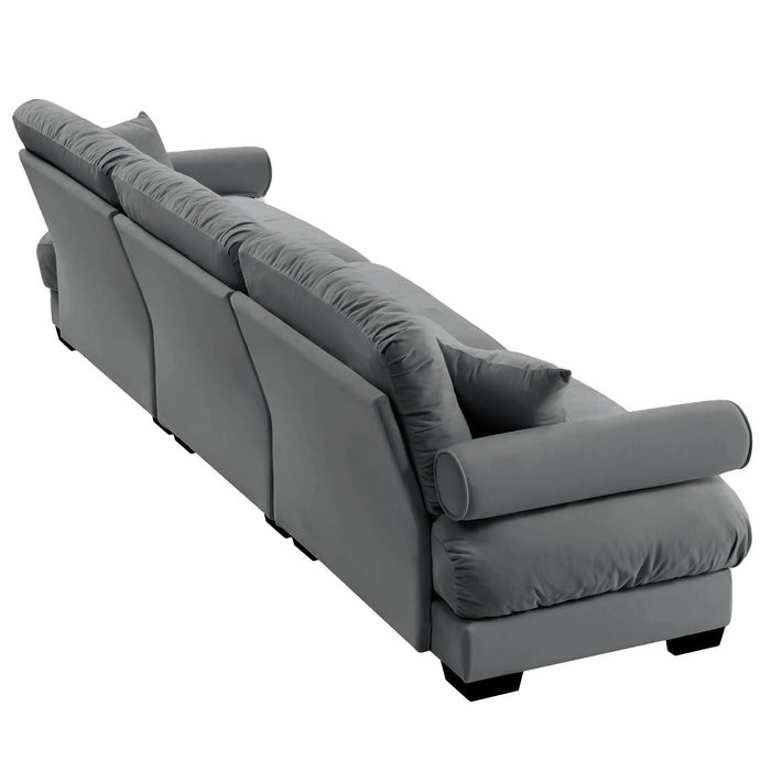 Modern Oversize Sofa With Cloud Like Comfort, Featuring Waist And Throw Pillows