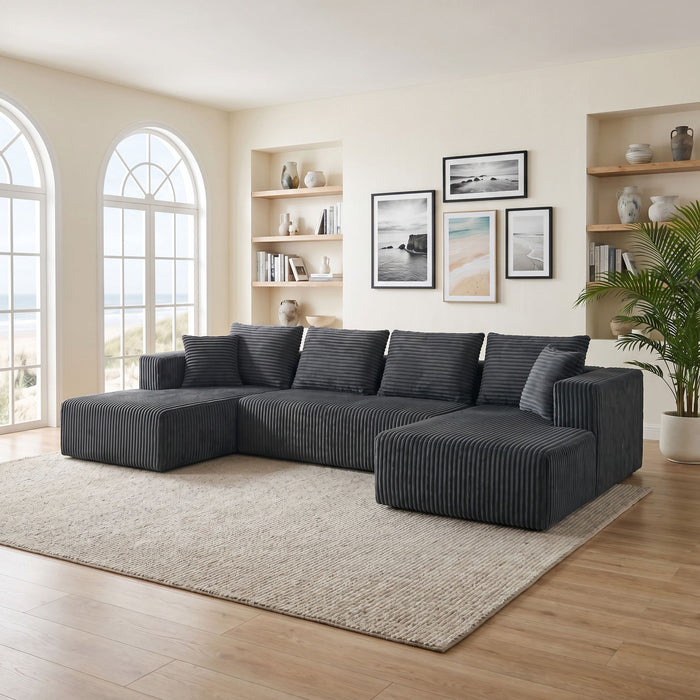 U-Shaped Modular Sectional Sofa With Double Chaise, Oversized Deep Seat For Living Room
