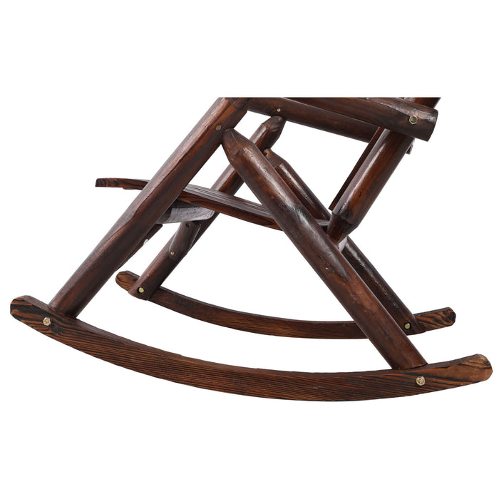 Durable Wooden Porch Rocker, Fir Log Rocking Chair